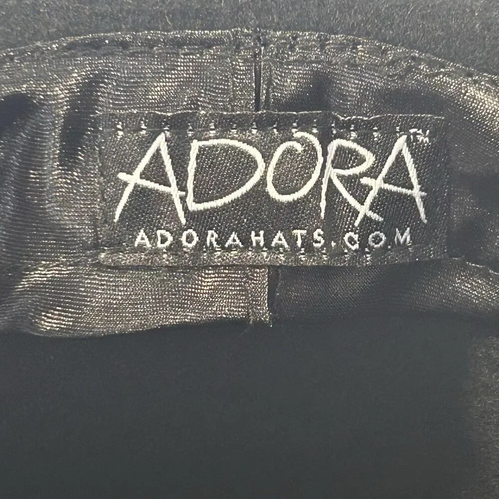 Adora Western Style Wool‎ Hat Black Braided Leather Accent One Size USA Made